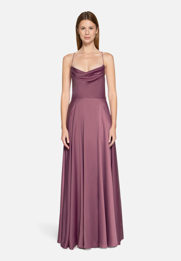 Abendkleid mit Wasserfallausschnitt / Modellfoto Vorderseite
