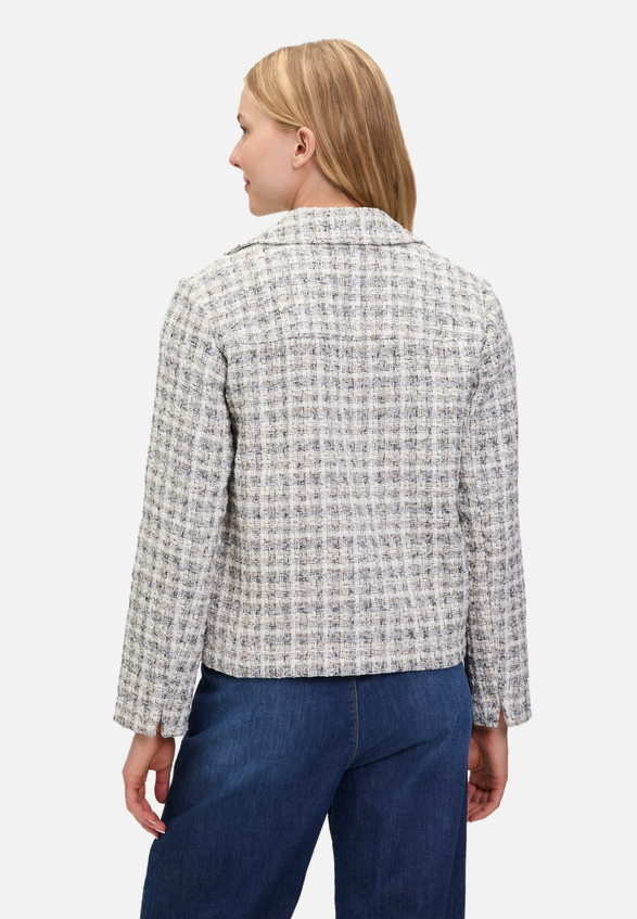 Tweedblazer mit aufgesetzten Taschen / Modellfoto Rückseite