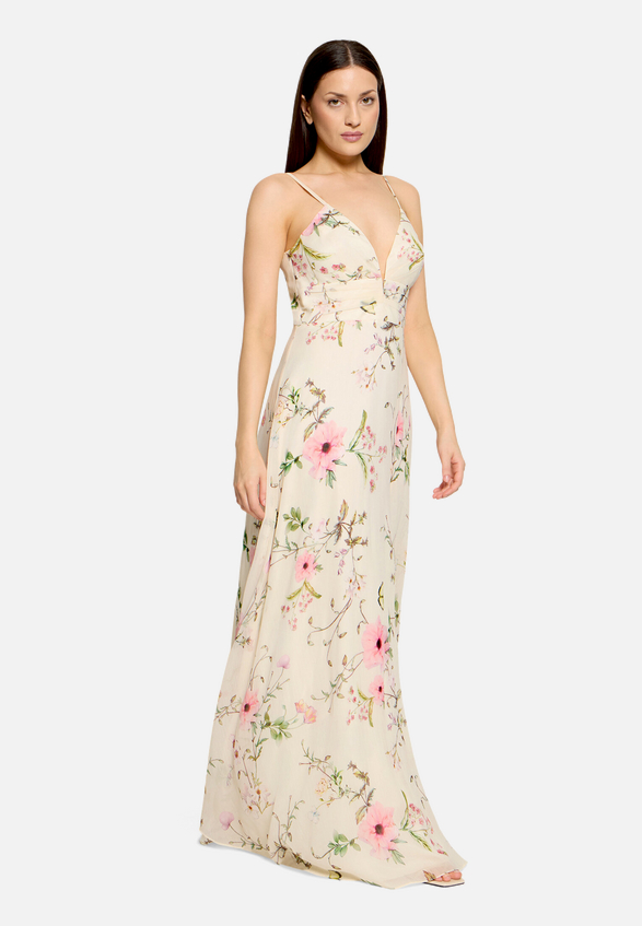 Abendkleid mit Muster / Modellfoto Vorderseite (Outfit)