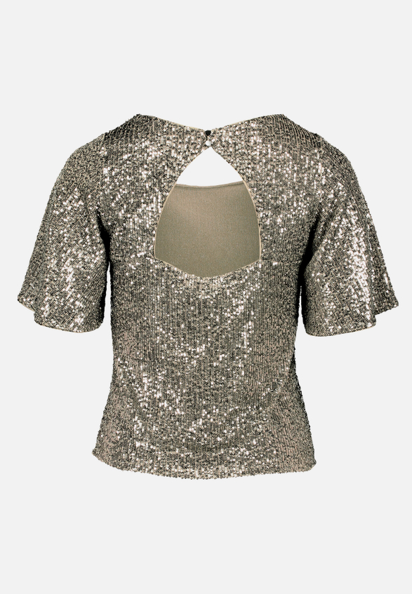 Pailletten-Bluse mit Flügelärmeln / Rückseite