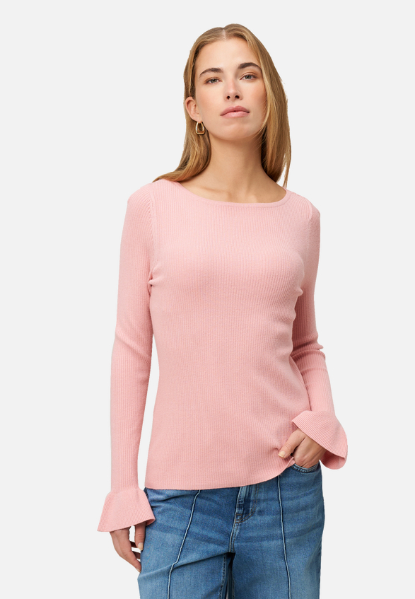 Pullover mit Volants am Ärmel / Modellfoto Vorderseite