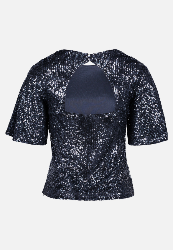 Pailletten-Bluse mit Flügelärmeln / Rückseite