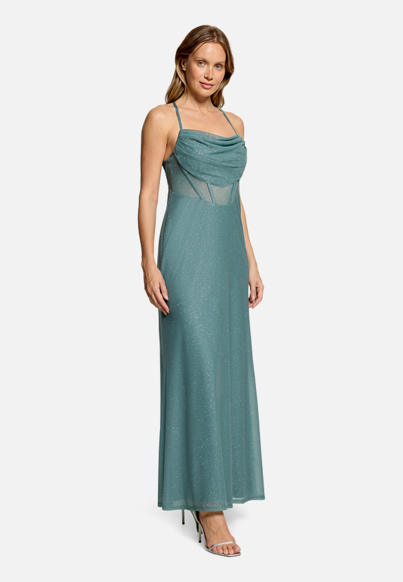 Abendkleid im Glitzer-Look / Modellfoto Vorderseite (Outfit)