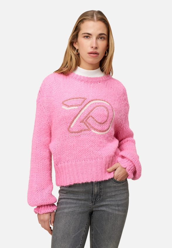 Pullover mit Logostickerei / Modellfoto Vorderseite