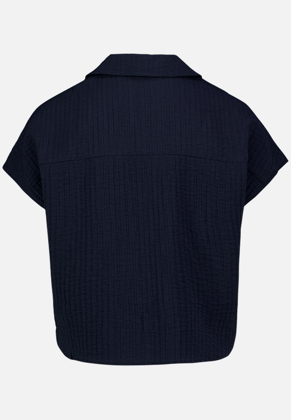 Hemdbluse  kurzarm Crinkle-Struktur / Rückseite