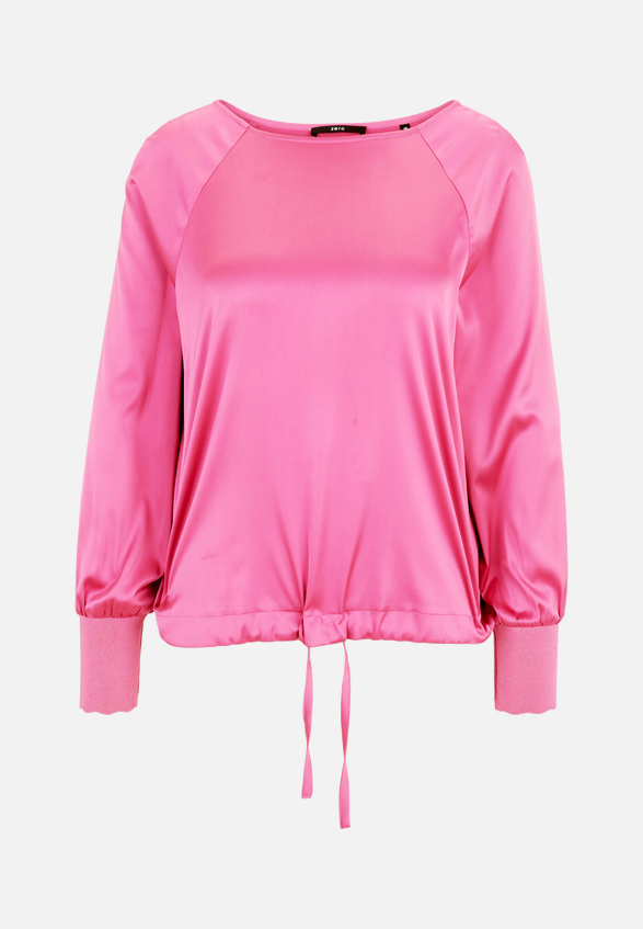 Satinbluse mit Strickbündchen / Vorderseite
