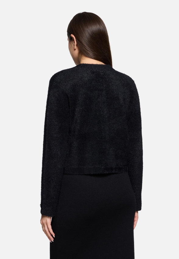 Strick-Cardigan mit aufgesetzten Taschen / Modellfoto Rückseite