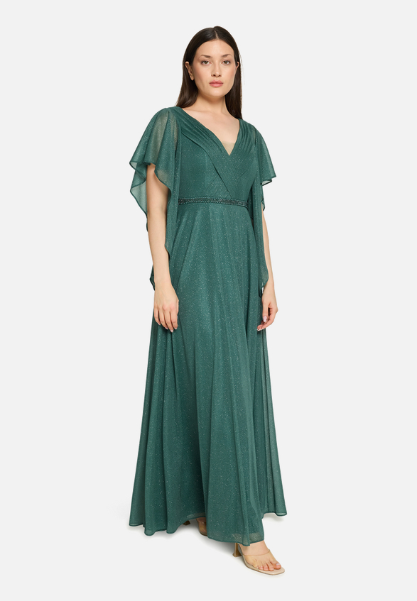 Abendkleid im Glitzer-Look / Modellfoto Vorderseite (Outfit)