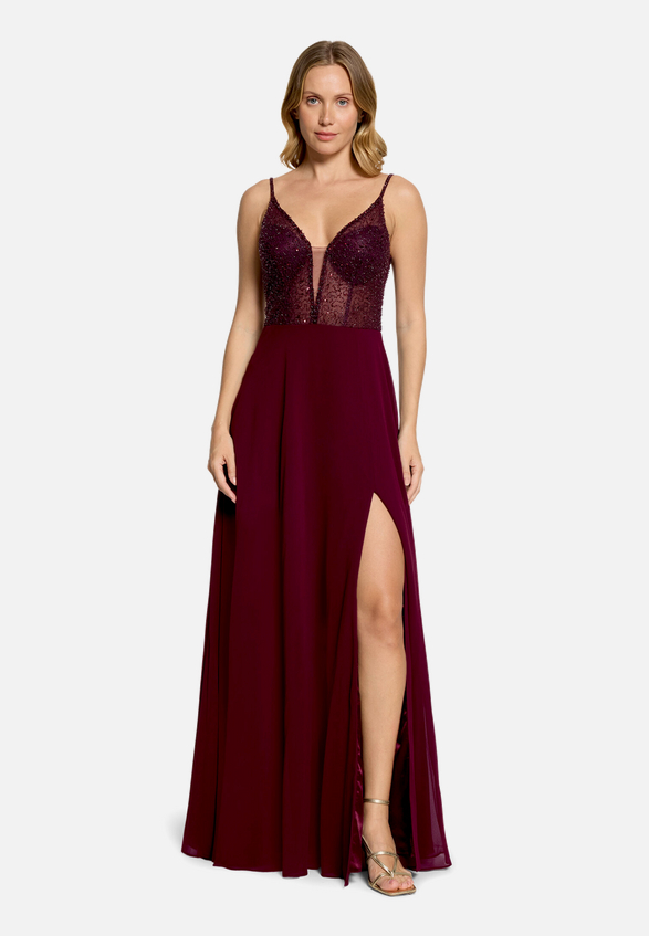 Abendkleid mit Stickerei / Modellfoto Vorderseite