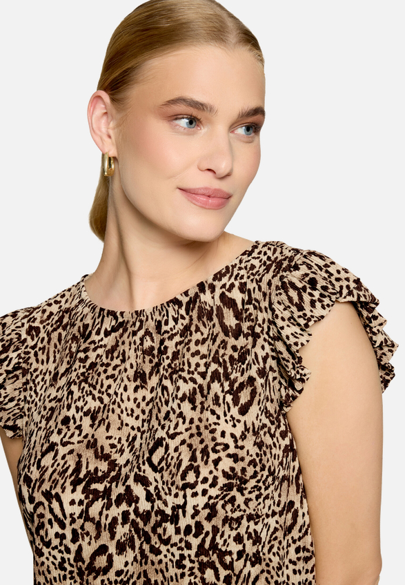 T-Shirt  gerafft mit Leoprint  / Detailbild