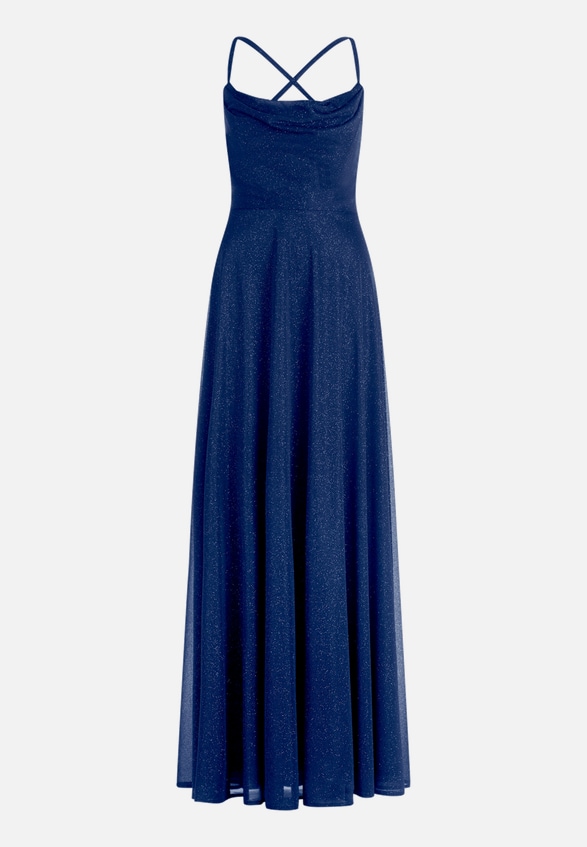 Abendkleid mit Wasserfallausschnitt / Vorderseite