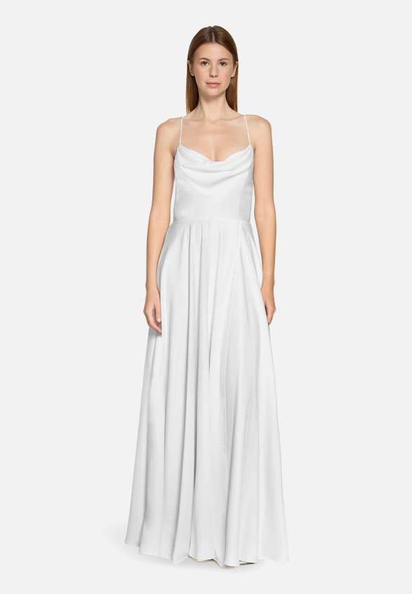 Abendkleid mit Wasserfallausschnitt / Modellfoto Vorderseite