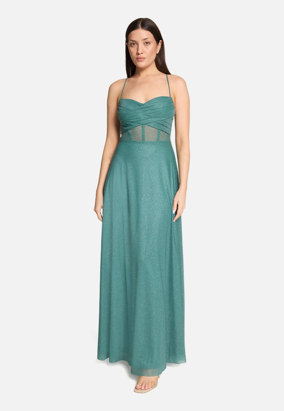 Abendkleid im Glitzer-Look / Modellfoto Vorderseite