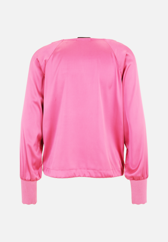 Satinbluse mit Strickbündchen / Rückseite
