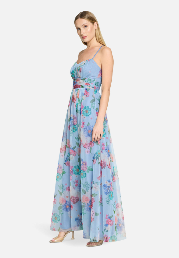 Abendkleid mit Blumenprint / Modellfoto Vorderseite (Outfit)