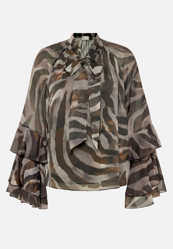 Chiffonbluse mit Volant / Vorderseite