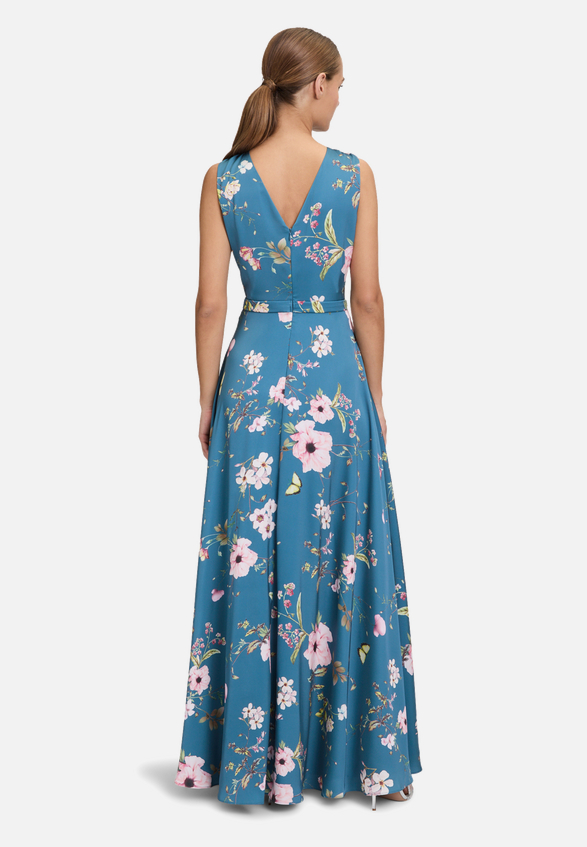 Abendkleid mit Blumenprint / Modellfoto Rückseite