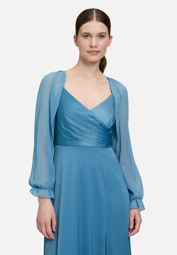Bolero-Jacke mit gekräuseltem Ausschnitt / Modellfoto Vorderseite