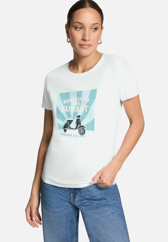 Baumwoll-T-Shirt mit Print / Modellfoto Vorderseite