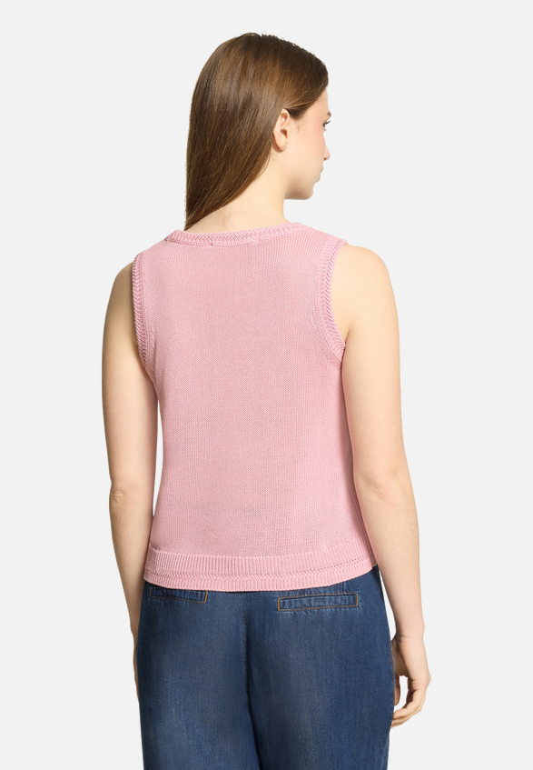 Strick-Top mit Rundhalsausschnitt / Modellfoto Rückseite