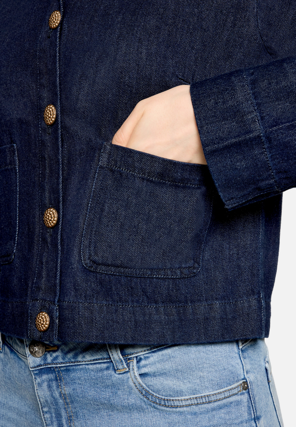 Jeansjacke mit Kunstfellkragen / Detailbild