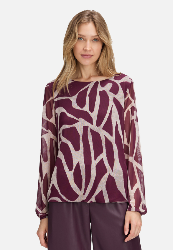 Mesh-Shirt mit Gummizug / Modellfoto Vorderseite
