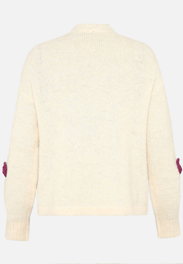 Strickjacke mit bunten 3D Blumen  / Rückseite