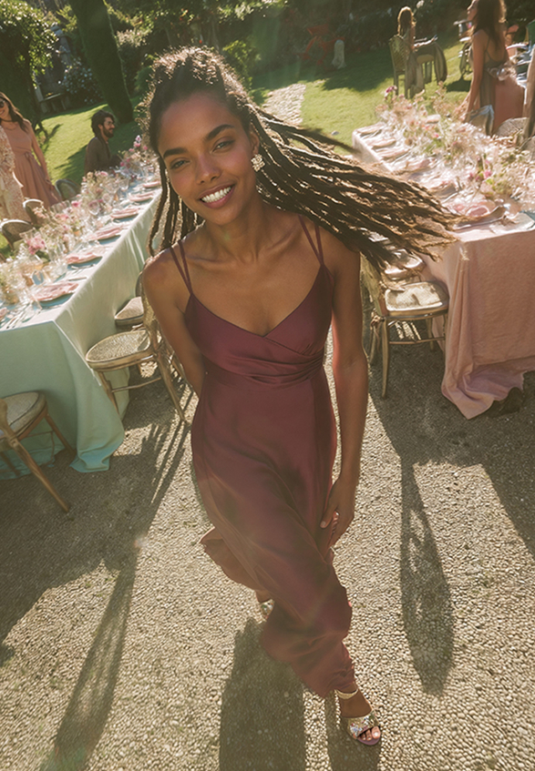 Abendkleid mit V-Ausschnitt / Imagebild