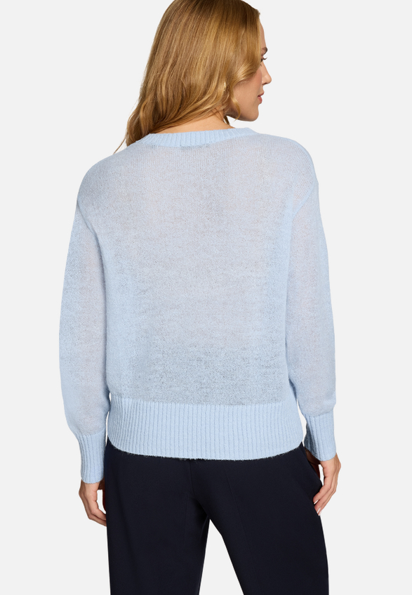 Pullover mit Alpakawolle / Modellfoto Rückseite