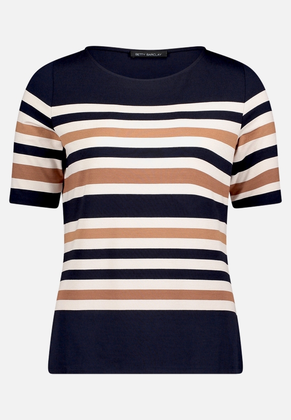 Gestreiftes T-Shirt  mit U-Boot Ausschnitt  / Vorderseite