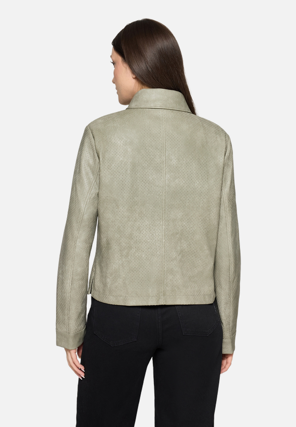 Kunstleder-Jacke mit Kragen / Modellfoto Rückseite