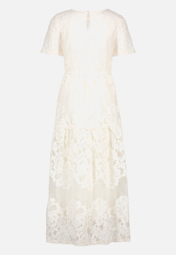 Spitzenkleid Maxi mit kurzen Ärmeln / Rückseite
