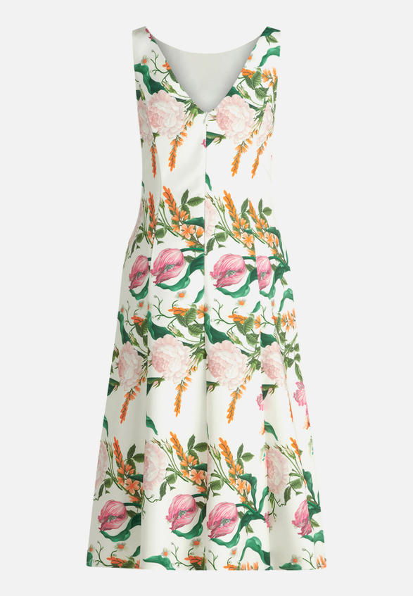 Blumenkleid mit Kellerfalten / Rückseite