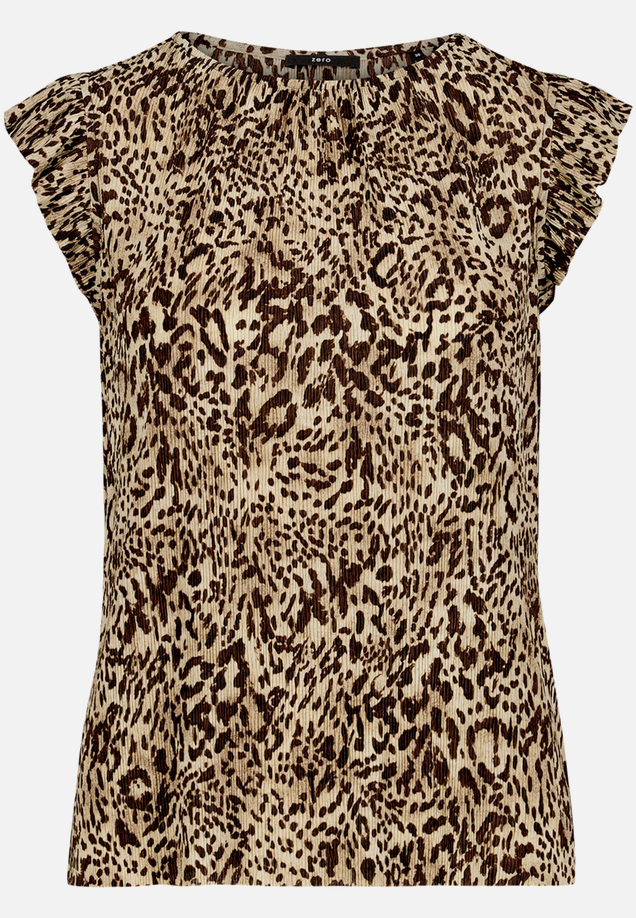 T-Shirt  gerafft mit Leoprint  / Vorderseite