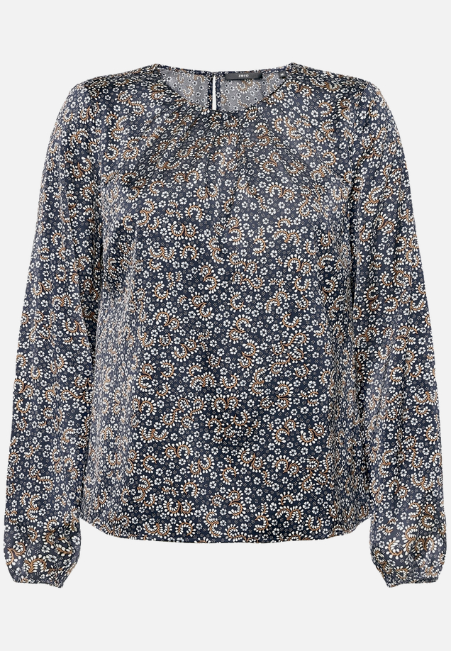 Satinbluse   langarm mit Blumen  / Vorderseite