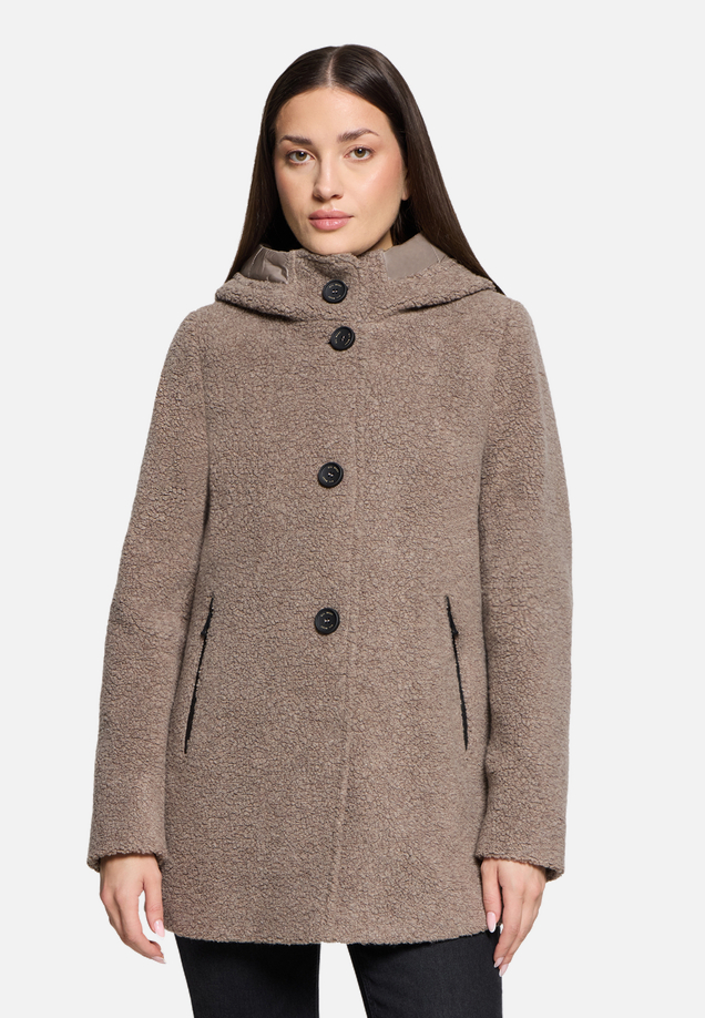 Wolljacke mit Kapuze / Modellfoto Vorderseite
