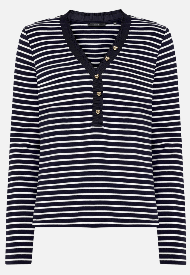 Ringelshirt mit Knopfleiste / Vorderseite