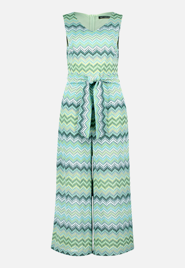 Jumpsuit  mit Zickzack-Muster und Bindegürtel / Vorderseite