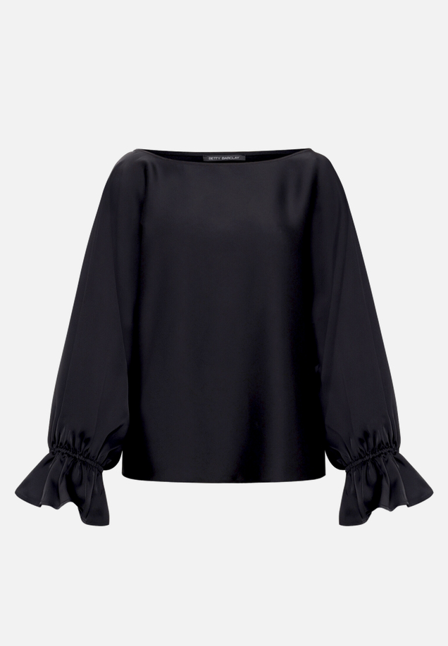Satin-Bluse mit U-Boot-Ausschnitt / Vorderseite