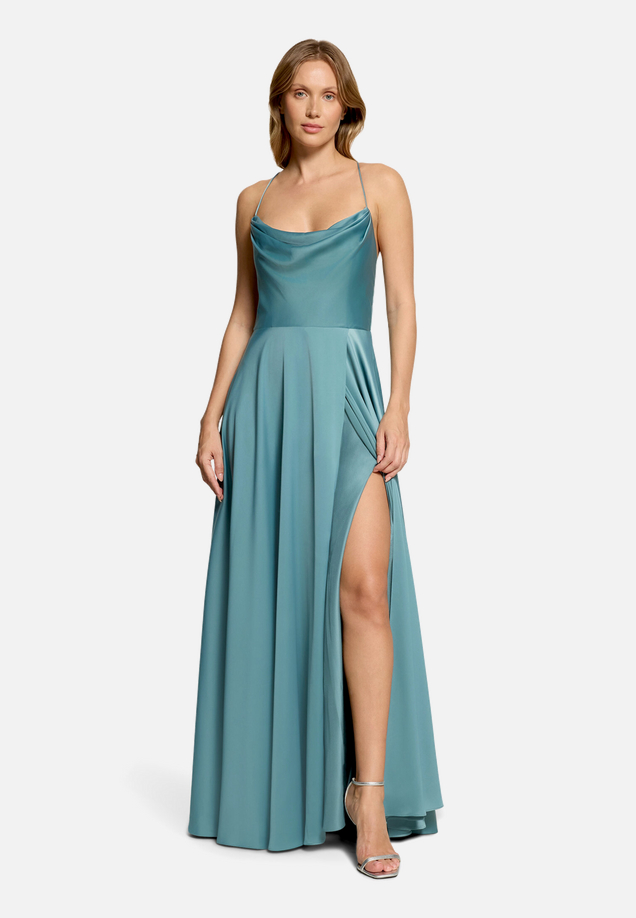 Abendkleid mit Wasserfallausschnitt / Modellfoto Vorderseite