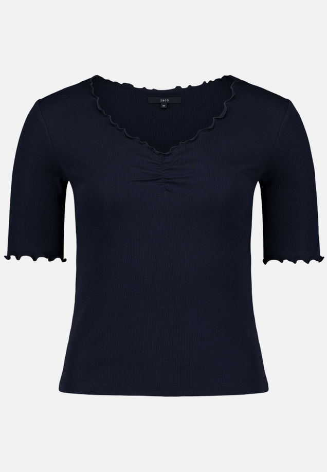 T-Shirt mit gerafftem Ausschnitt / Vorderseite