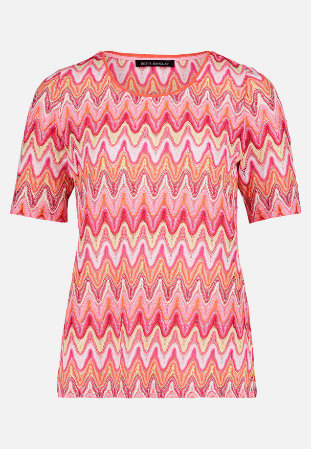 Spitzenshirt mit Rippbündchen / Vorderseite