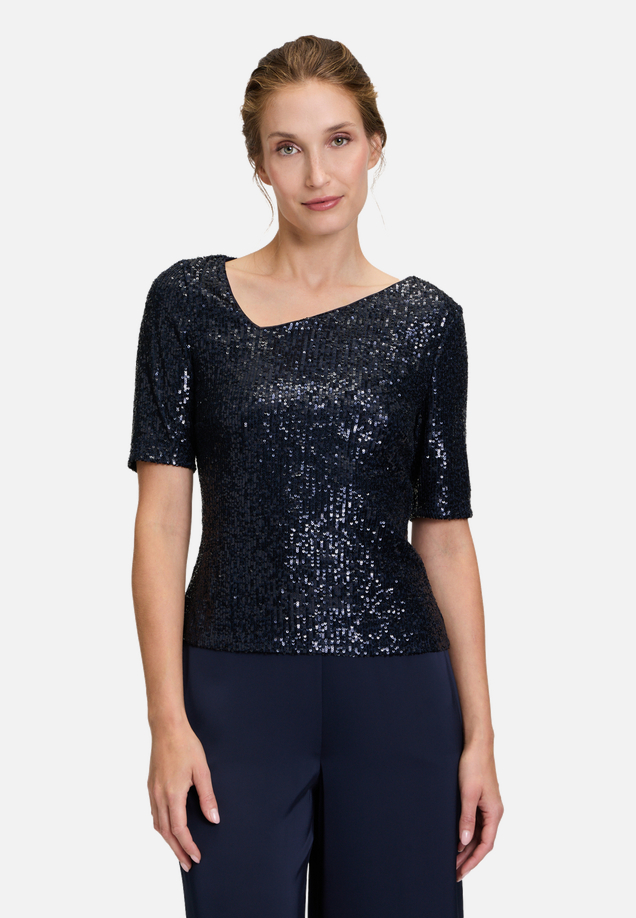 Pailletten-Top mit Glanzeffekt / Modellfoto Vorderseite