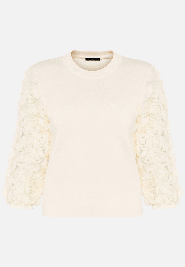 Feinstrickpullover  mit 3D Blüten / Vorderseite