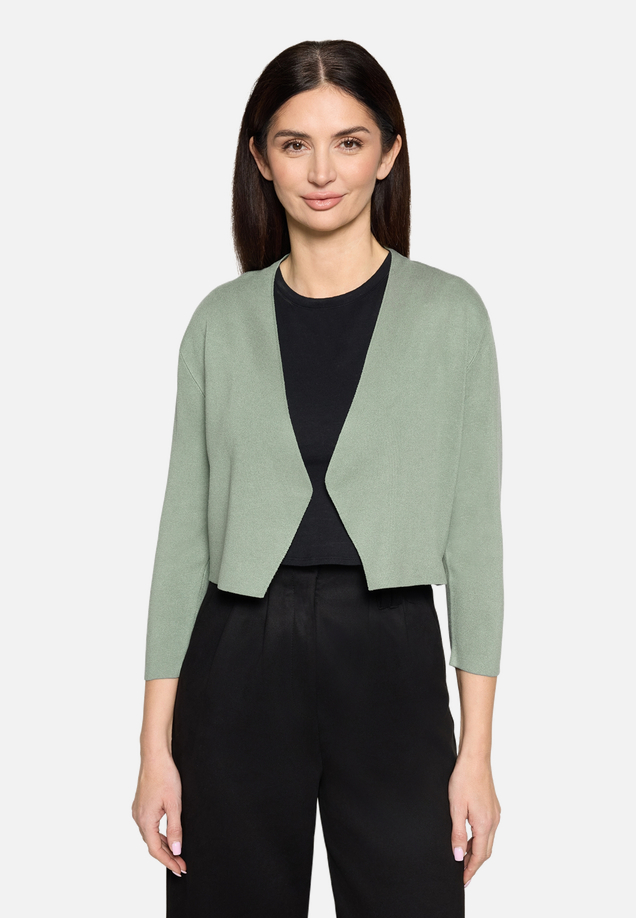 Feinstrickjacke ohne Verschluss / Modellfoto Vorderseite