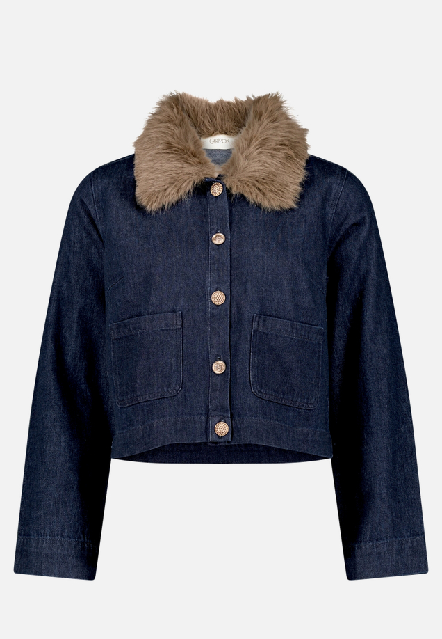 Jeansjacke mit Kunstfellkragen / Vorderseite