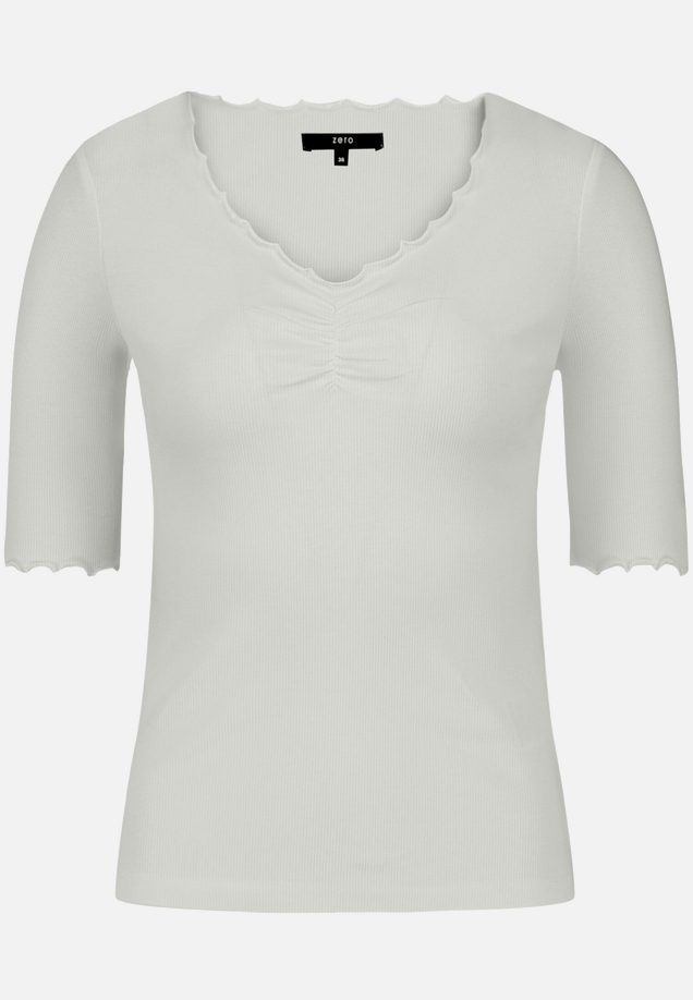 T-Shirt mit gerafftem Ausschnitt / Vorderseite