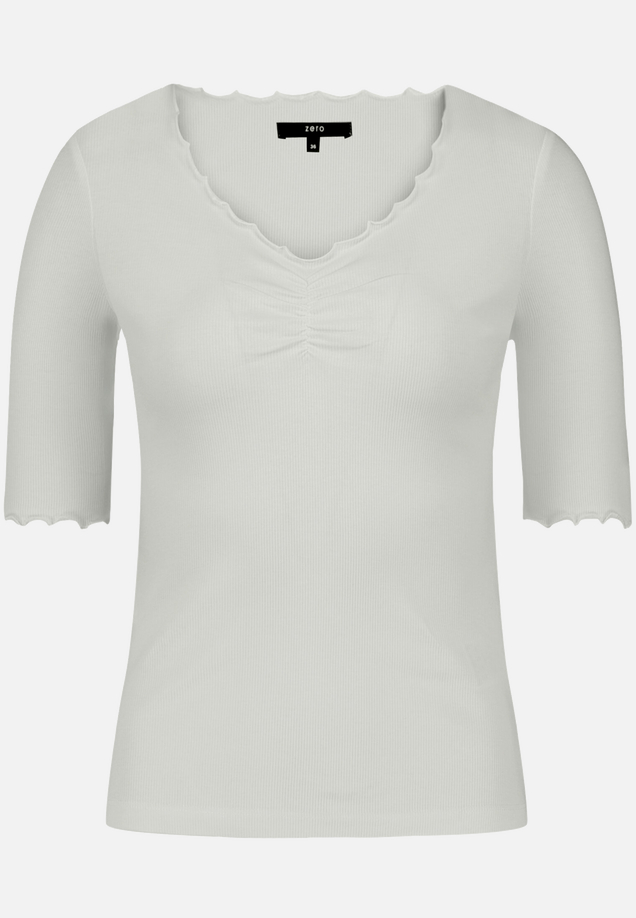 T-Shirt mit gerafftem Ausschnitt / Vorderseite