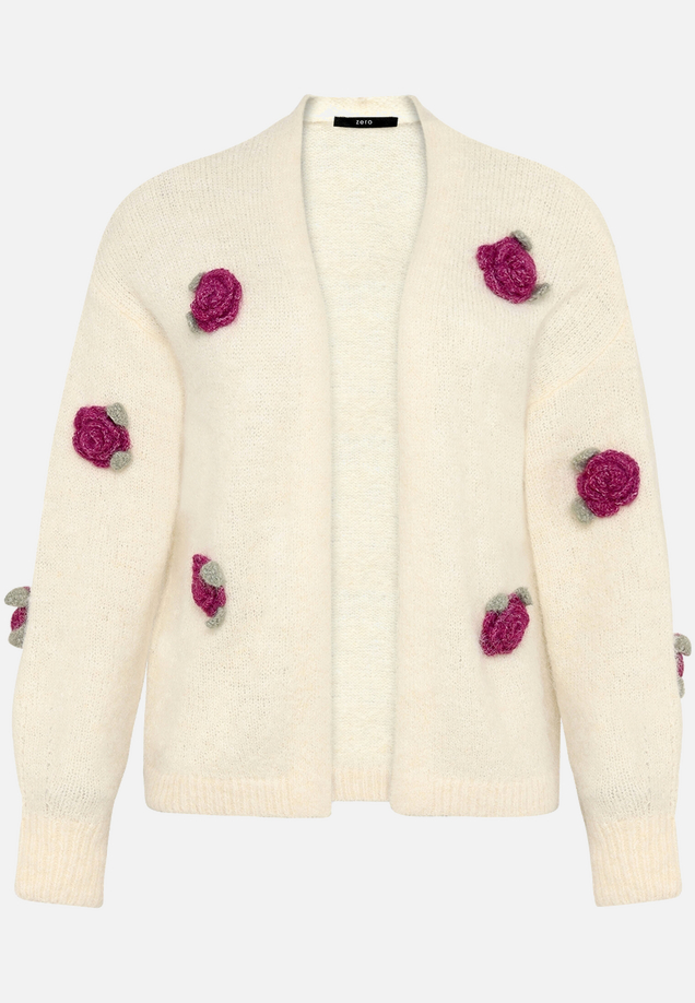 Strickjacke mit bunten 3D Blumen  / Vorderseite