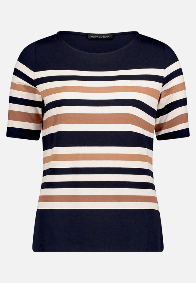 Gestreiftes T-Shirt  mit U-Boot Ausschnitt  / Vorderseite